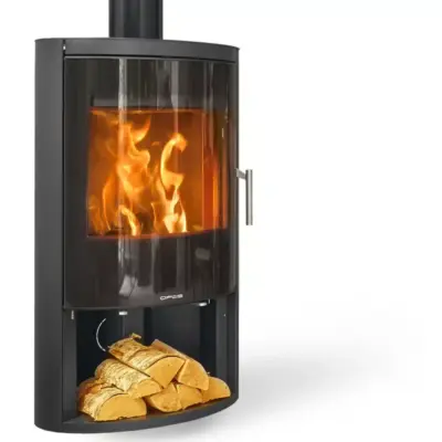 Opus Harmony Woodburning/Multifuel Stove with full Glass Door and Logstore