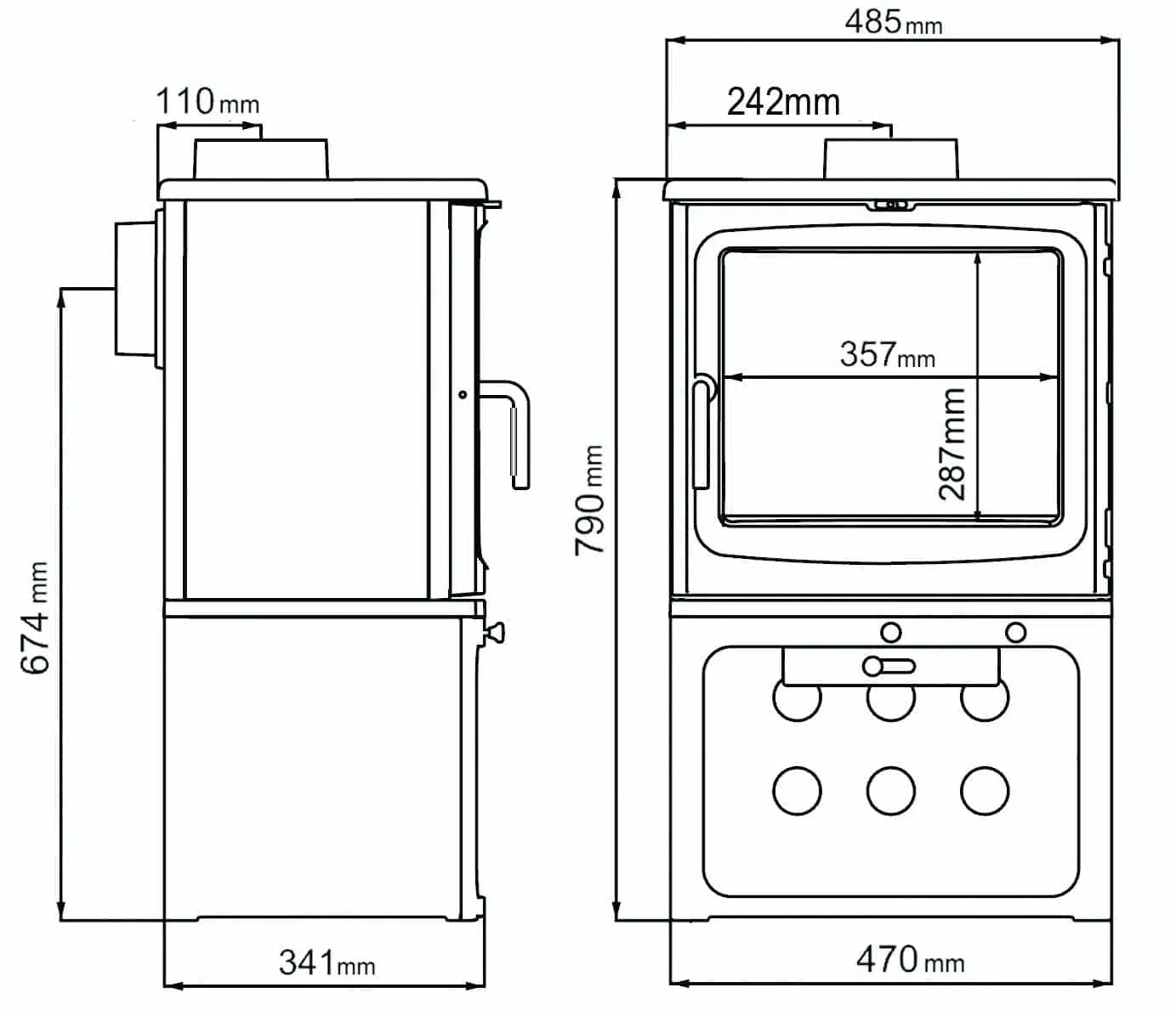Saltfire Peanut 8 Tall Wood Burning Stove - Image 4