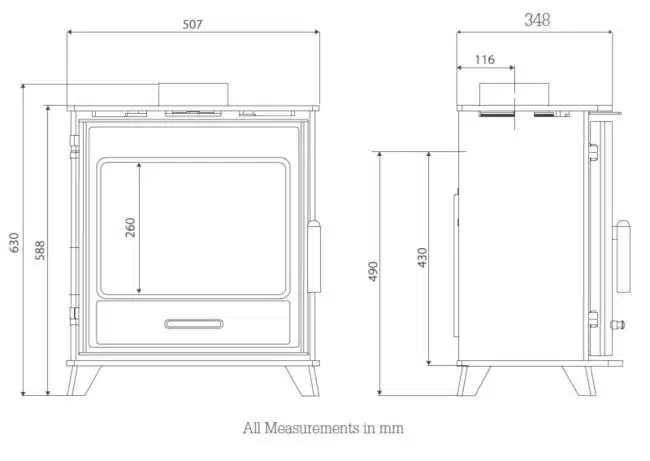 Pevex Bucklesham 50FS Freestanding Multifuel Stove - Image 6