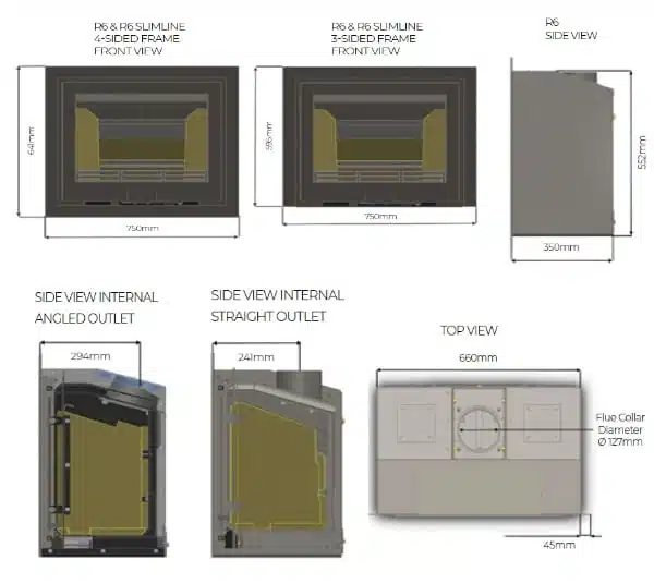 Di Lusso R6 Slimline Inset Woodburning Stove - Image 2