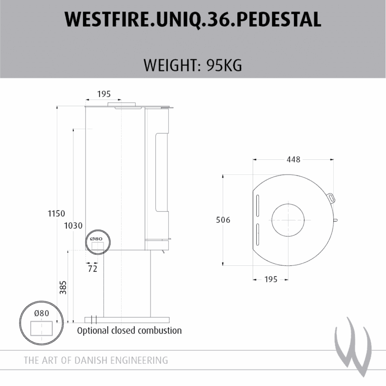Westfire Uniq 36 Pedestal 1 SE Woodburning Stove - Image 2