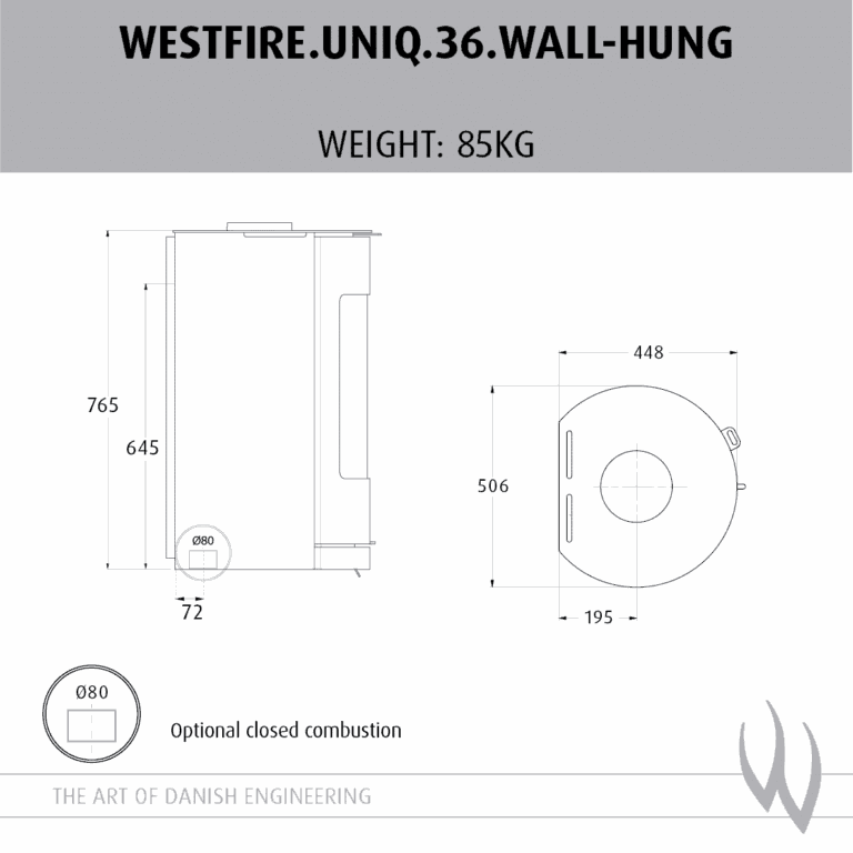Westfire Uniq 36 SE Wall Hung Woodburning Stove - Image 2