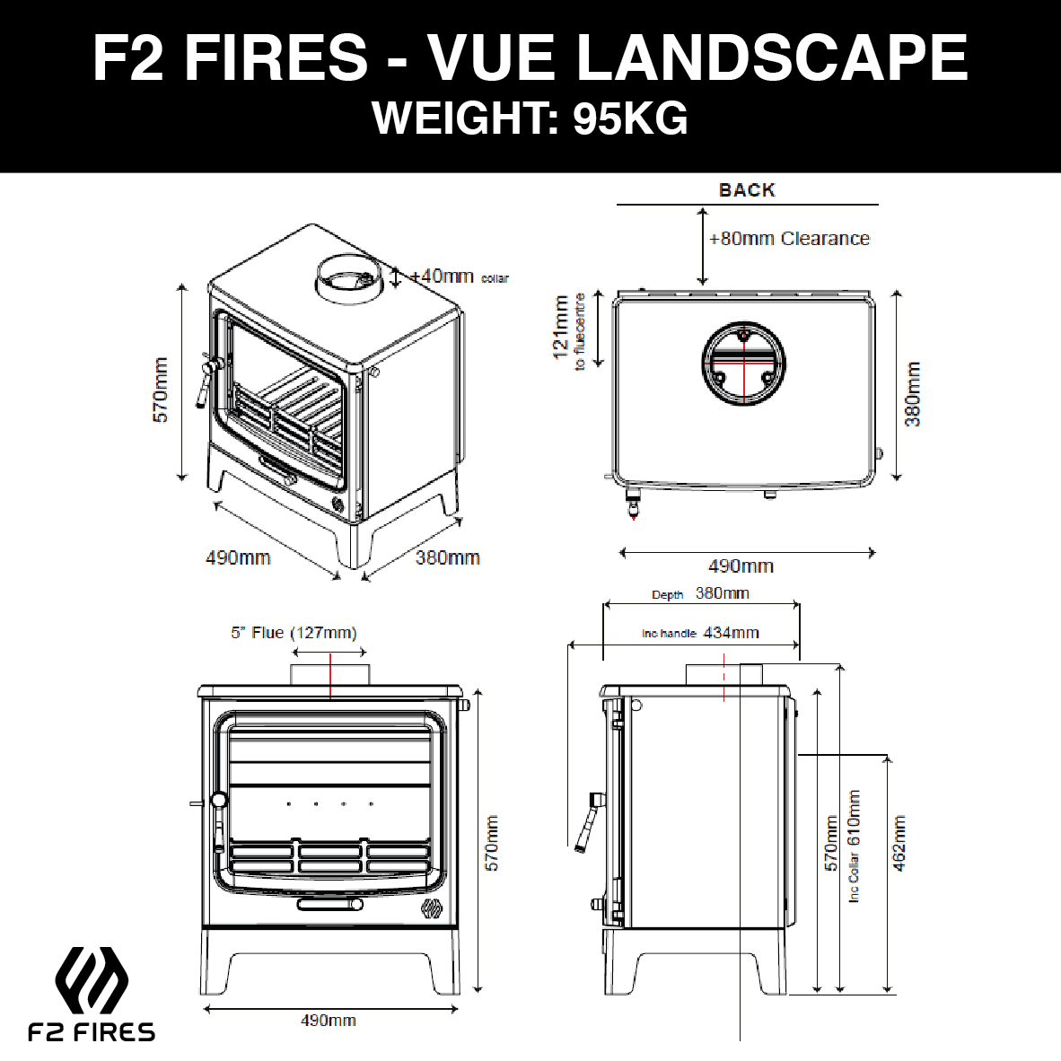 F2 Fires Vue Landscape Multifuel Stove - Image 3