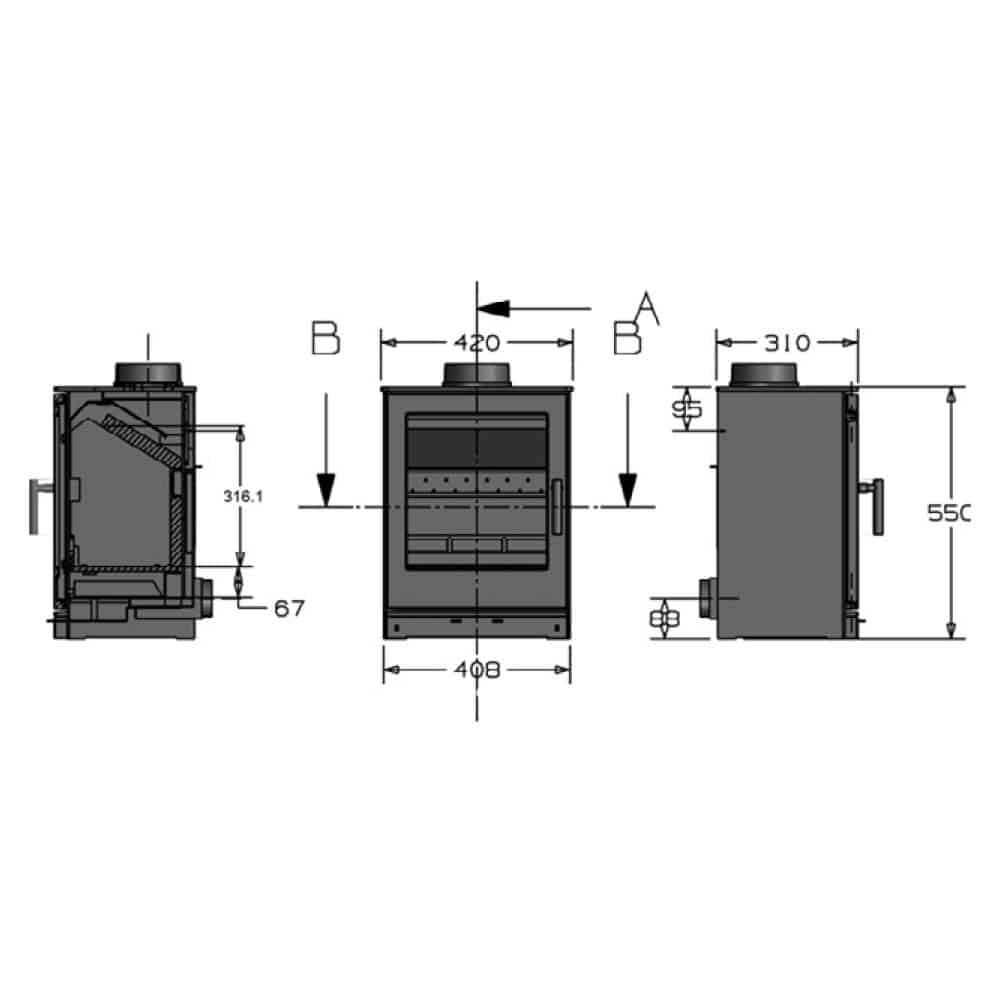 Arenzo Ecoflame 2 Multifuel Stove With Schiedel Fitting Kit - Image 2