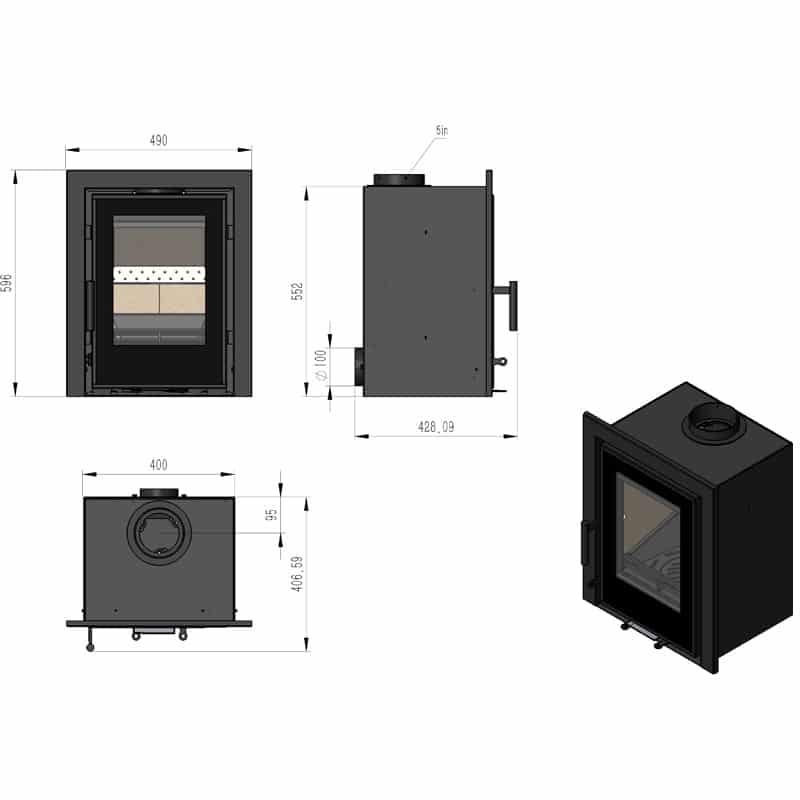 Chloe C400 Multifuel Stove With Schiedel Fitting Kit - Image 8