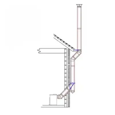 External Bungalow Twin Wall Rear Exit Chimney Flue System-6inch Stainless Steel-Schiedel ICID-for Stoves with a 5inch Outlet