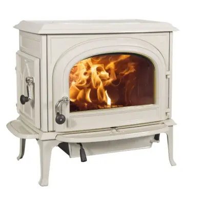 Jotul F500 ECO Woodburning Stove with Plain Door In Ivory Enamel