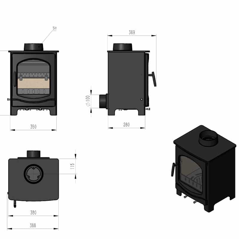 Samara 5 Multifuel Stove With Schiedel Fitting Kit - Image 9