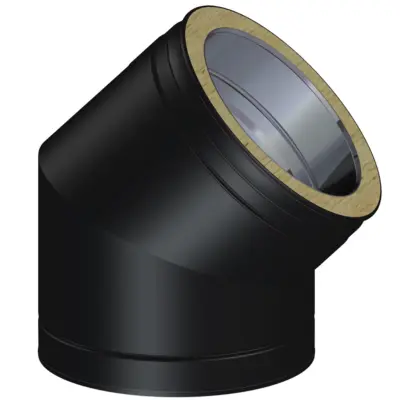 Dinak DW Design 5" (130mm) Black 45 Degree elbow