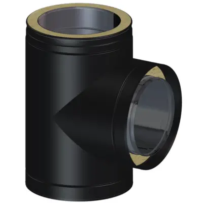 Dinak DW Design 5" (130mm) Black 90 Degree Tee