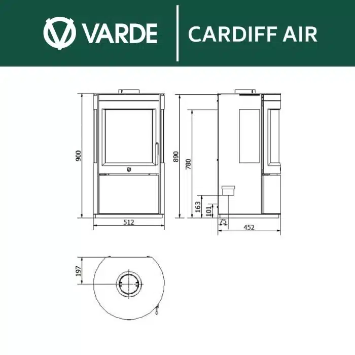 Varde Cardiff Air Wood Burning Stove - Image 3