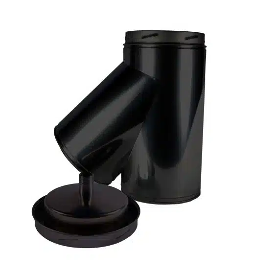 Schiedel 5" (125mm) Internal Diameter ICID Plus 135 Degree Tee With Drain Cap - Matt Black