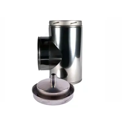 Schiedel 5" (125mm) Internal Diameter ICID Plus 90 Degree Tee With Drain Cap