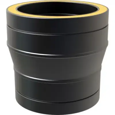 TW Pro Matt Black Single Wall To Twin Wall Increaser 5" To 6" (125mm To 150mm)