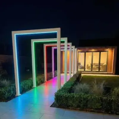 Nova - 125cm Titan Pergola Arch RGBW LED Pathway Arch with Power Pack - Pebble