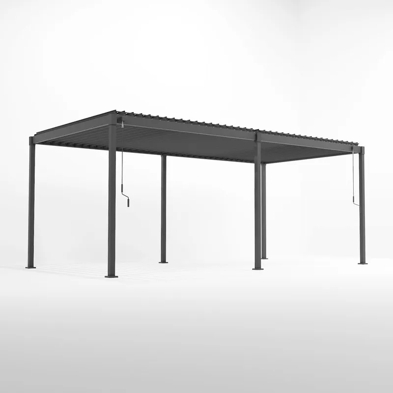 Nova - Luna Free Standing 6.0m x 3.0m Rectangular Manually Operated Pergola - Grey - Image 3