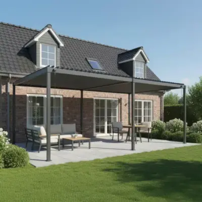 Nova - Luna Free Standing 6.0m x 3.0m Rectangular Manually Operated Pergola - Grey