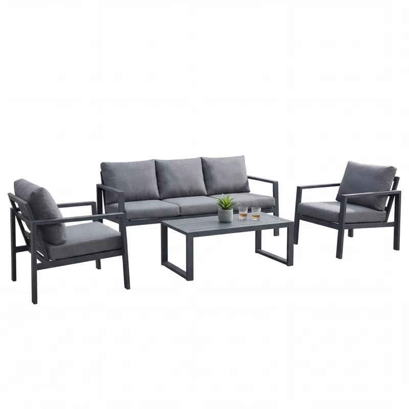 Nova - Phoenix 3 Seater Sofa Lounging Set with Rectangular Coffee Table - Grey - Image 2