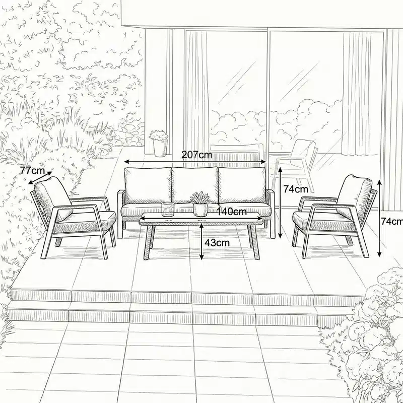 Nova - Phoenix 3 Seater Sofa Lounging Set with Rectangular Coffee Table - Grey - Image 4