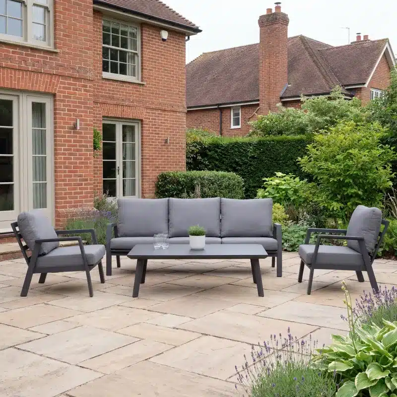 Nova - Phoenix 3 Seater Sofa Lounging Set with Rectangular Coffee Table - Grey