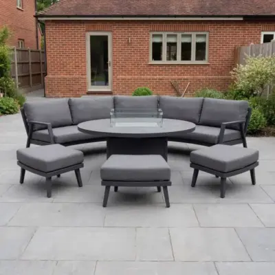 Nova - Phoenix Large Curved Sofa Dining Set with Oval Fire Pit