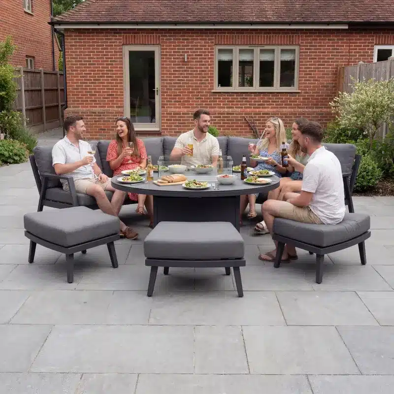 Nova - Phoenix Large Curved Sofa Dining Set with Oval Fire Pit - Image 2