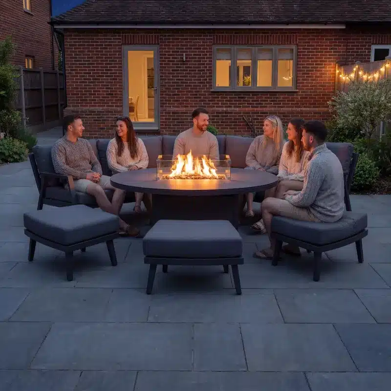 Nova - Phoenix Large Curved Sofa Dining Set with Oval Fire Pit - Image 3