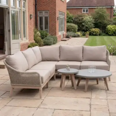 Nova - Summer Corner Sofa Lounging Set with Round Coffee Table & Side Table