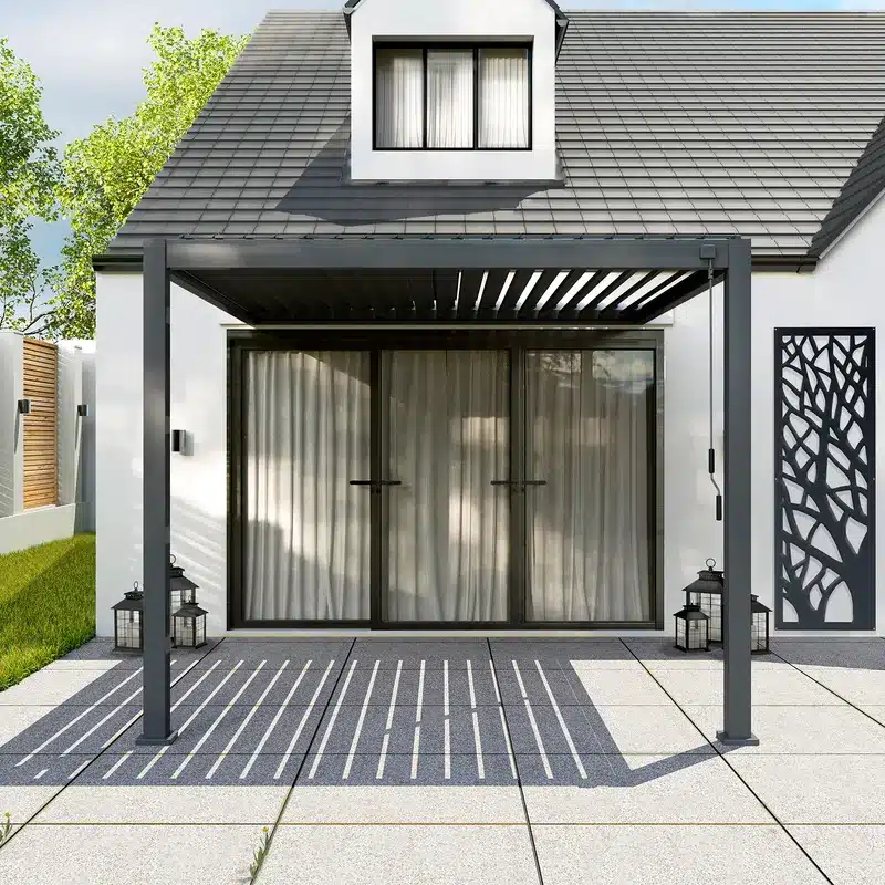 Nova - Titan Aluminium Wall Mounted Pergola - 3m Square - Grey