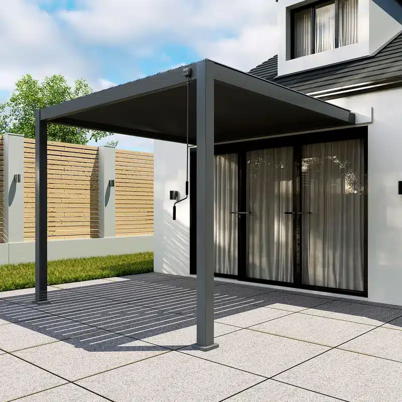 Nova - Titan Aluminium Wall Mounted Pergola - 3m Square - Grey - Image 8