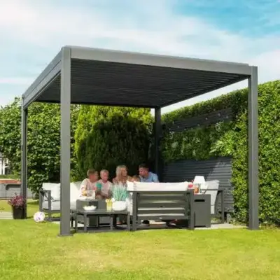 Nova - Titan Freestanding Aluminium Pergola - 2.4m x 2.4m Square - Grey