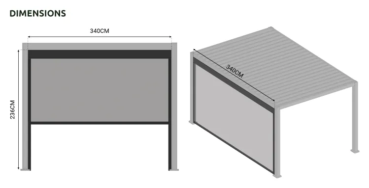 Nova - Titan Pergola Pull Down Screen - 3.6m - Grey - Image 8