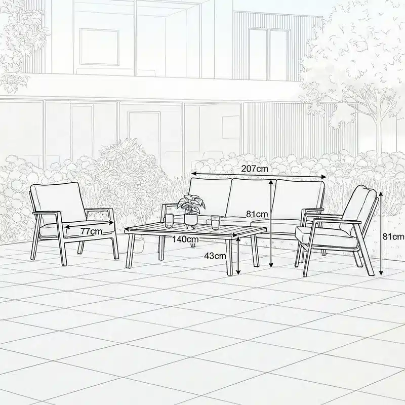 Nova - Zara 3 Seater Sofa Lounging Set with Rectangular Coffee Table - Image 7