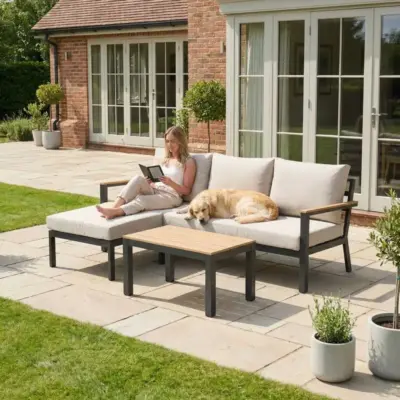 Nova - Heidi 3 Seater Chaise Sofa Lounging Set with Rectangular Coffee Table