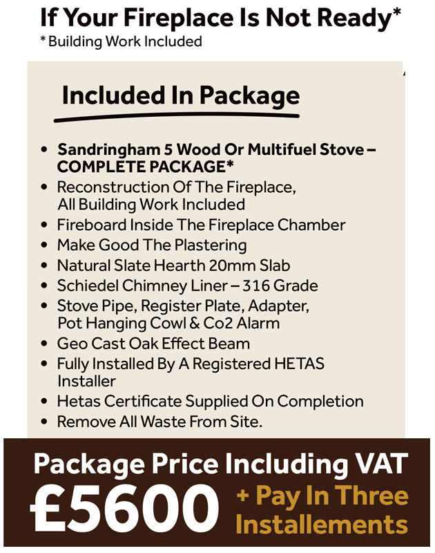 Sandringham 5 complete stove package