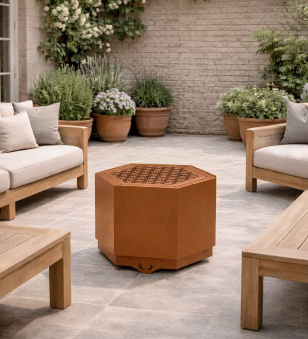 Pollen Hex Large Rust Smokeless Fire Pit - Image 3