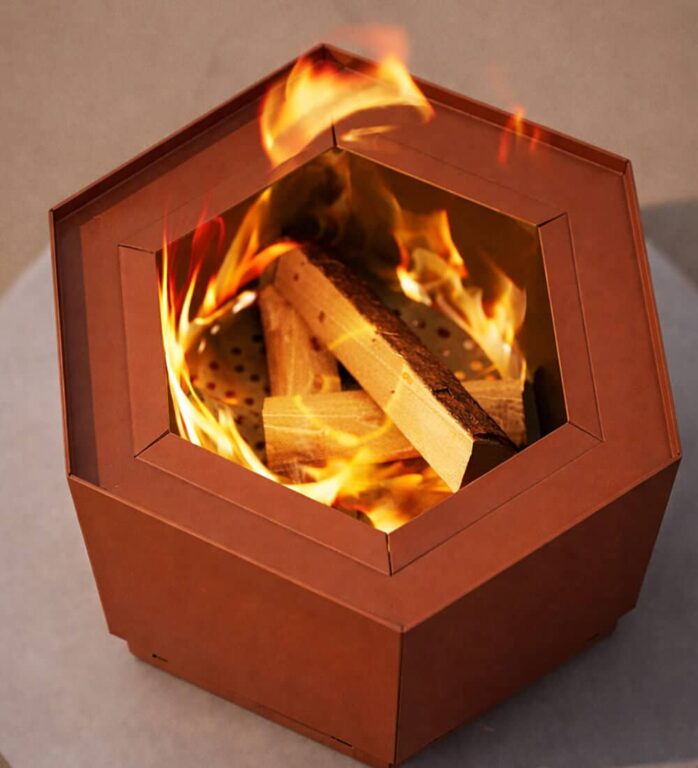 Pollen Hex Large Rust Smokeless Fire Pit - Image 4
