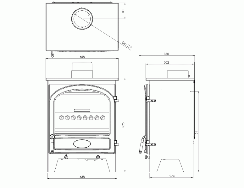 Go Eco Excel 5kW Wide Contemporary Door Multifuel Stove - Image 3