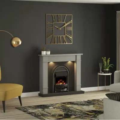 Flare Broadwell 48" Timber Electric Fireplace Suite